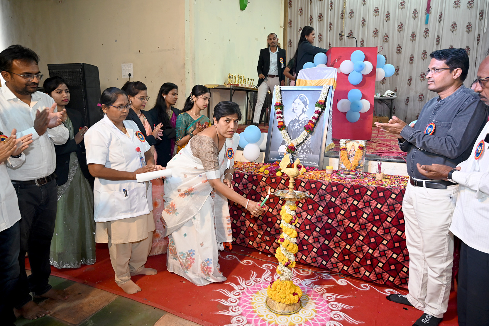 Lamp-lighting ceremony at Sahyadri College of Nursing, Dharashiv